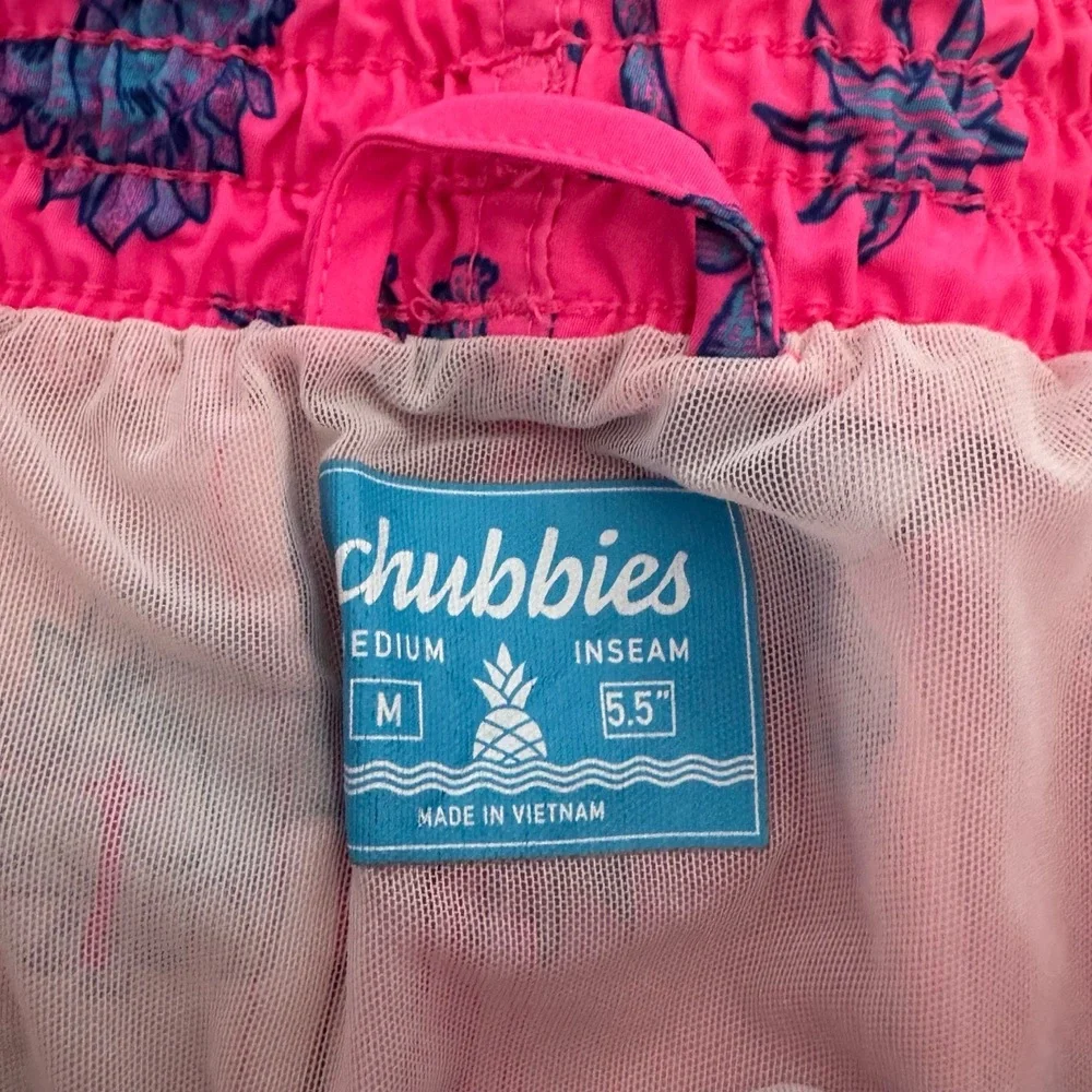 Chubbies Swim Trunks Pink Orange Yellow Gradient Blue Dinosaurs Mesh Lining Sz M